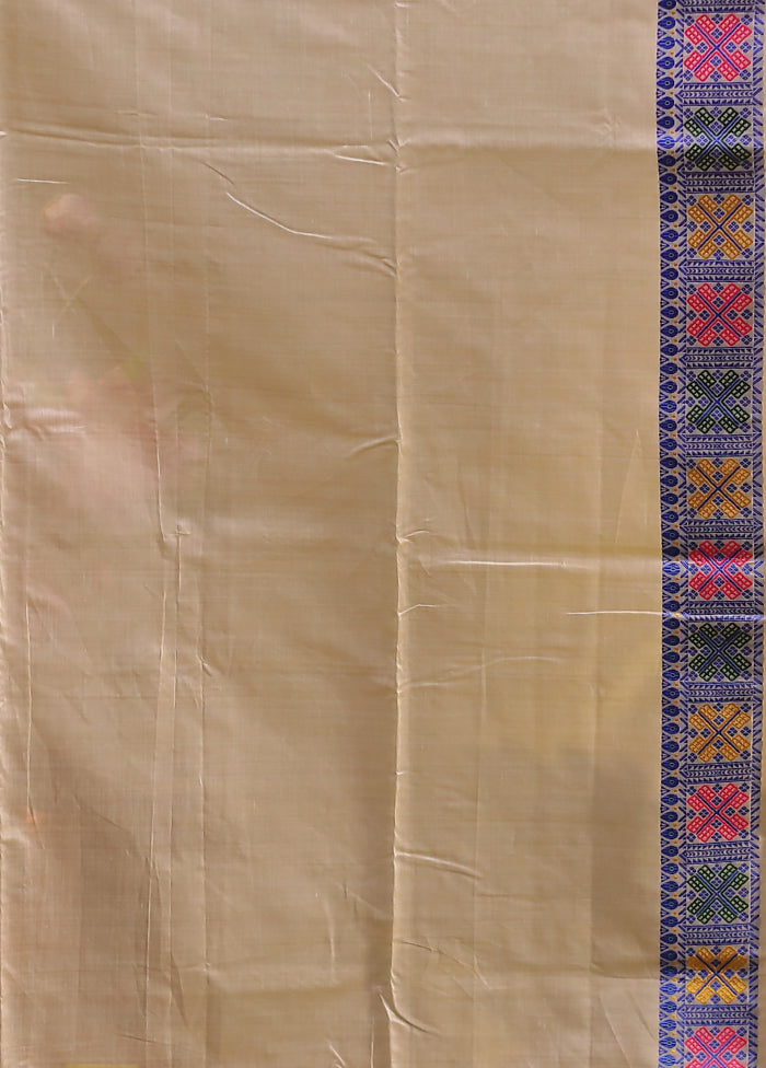 Cream Assam Silk Saree With Blouse Piece