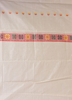 Cream Assam Silk Saree With Blouse Piece