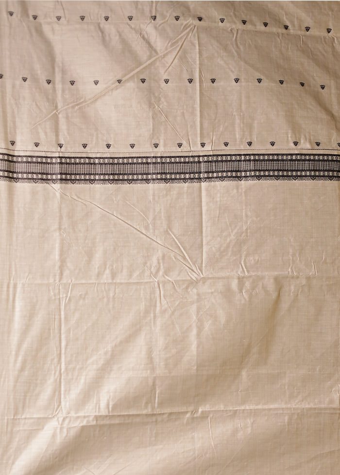Cream Assam Silk Saree With Blouse Piece