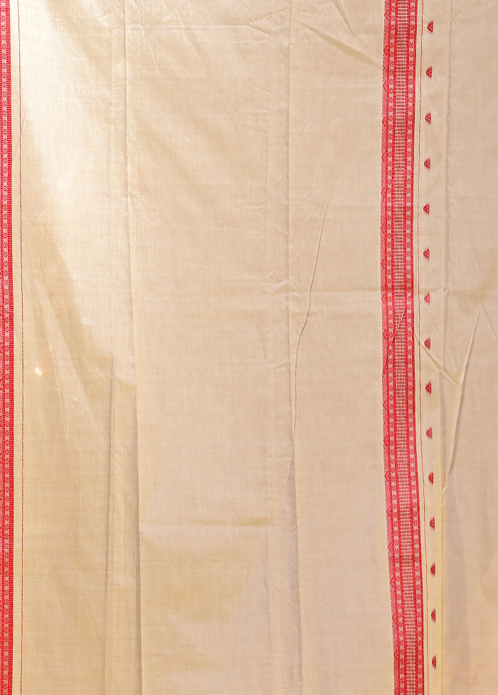 Cream Assam Silk Saree With Blouse Piece
