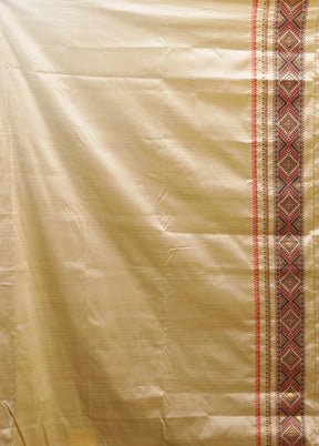 Cream Assam Silk Saree With Blouse Piece