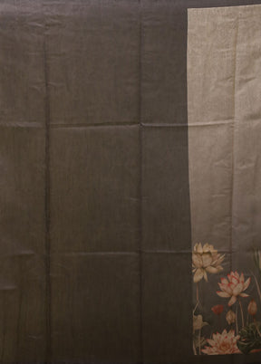 Grey Cotton Saree With Blouse Piece