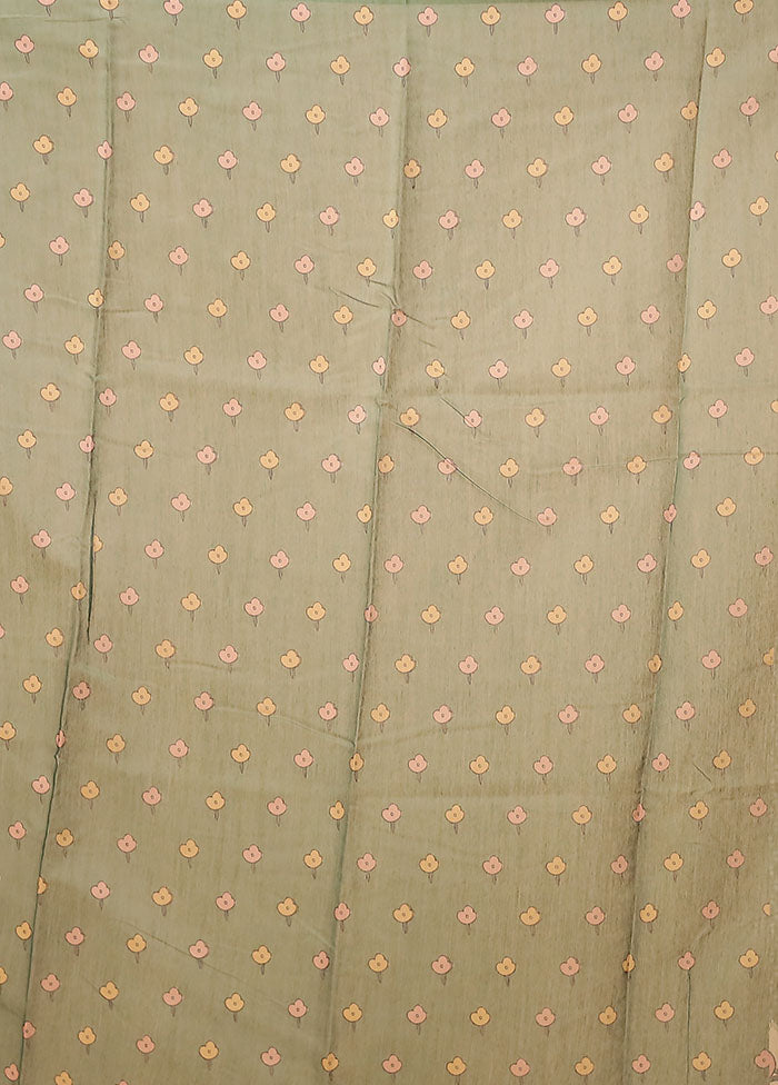 Green Cotton Saree With Blouse Piece