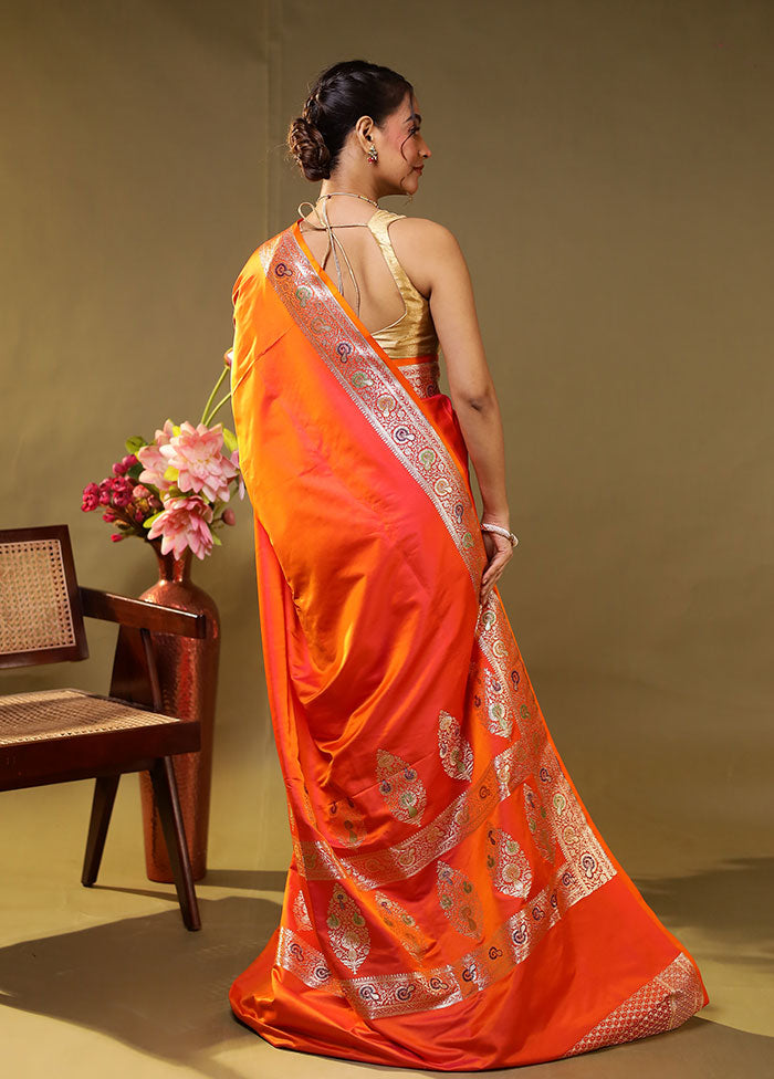 Green Handloom Banarasi Pure Silk Saree With Blouse Piece