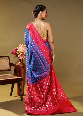 Blue Tanchoi Silk Saree With Blouse Piece
