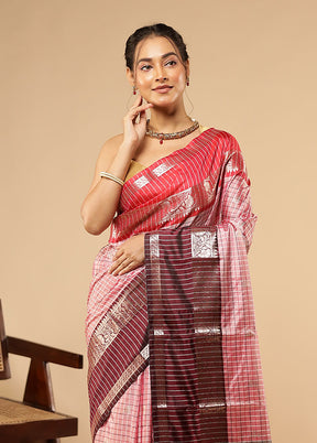Pink Dupion Silk Saree With Blouse Piece