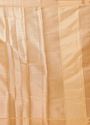 Peach Dupion Silk Saree With Blouse Piece
