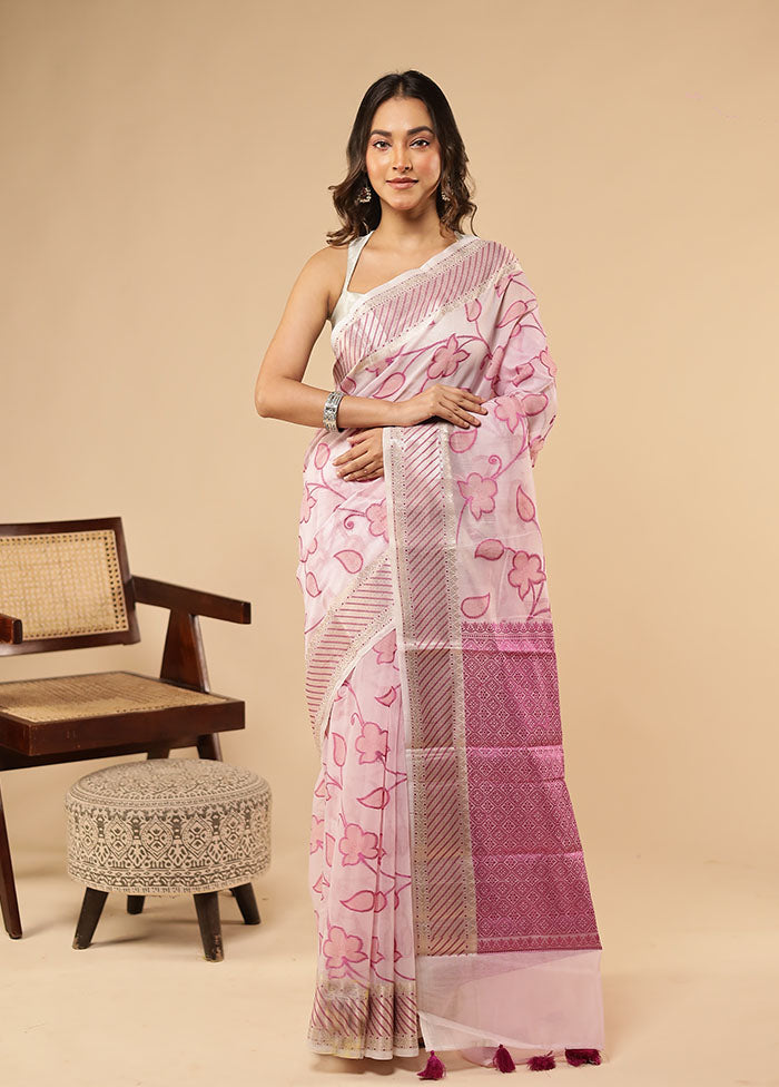 White Cotton Saree With Blouse Piece