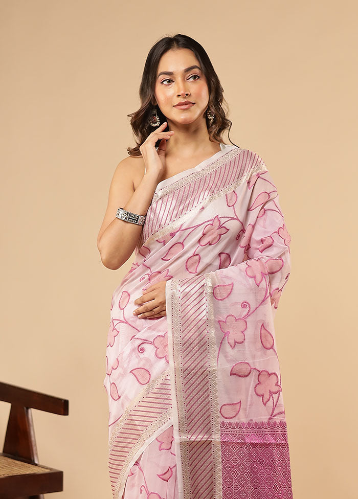 White Cotton Saree With Blouse Piece