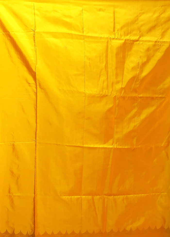 Yellow Handloom Katan Pure Silk Saree With Blouse Piece