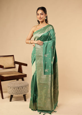 Green Dupion Silk Saree With Blouse Piece