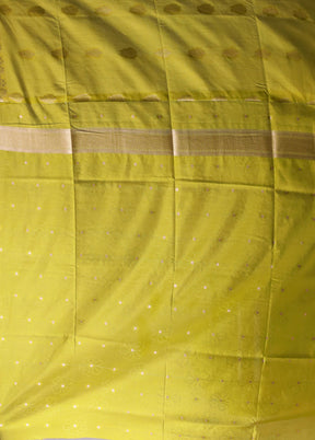 Green Dupion Silk Saree With Blouse Piece