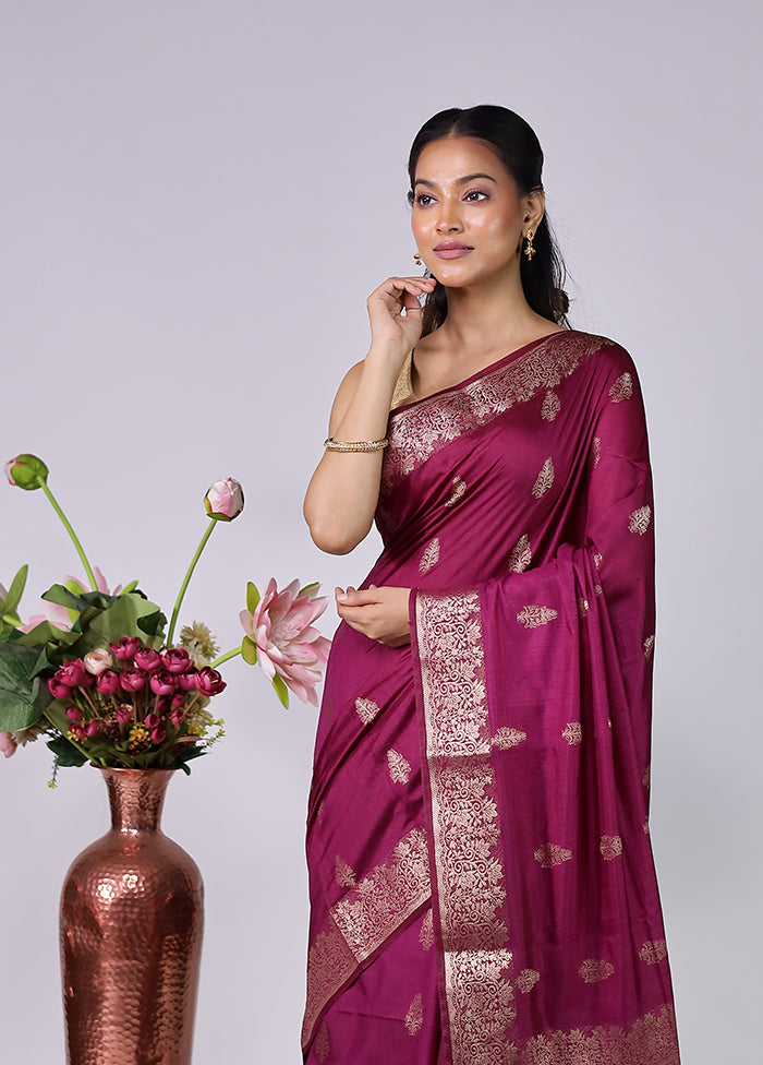 Purple Dupion Silk Saree With Blouse Piece