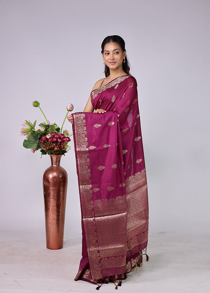 Purple Dupion Silk Saree With Blouse Piece