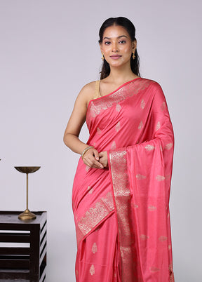 Pink Dupion Silk Saree With Blouse Piece