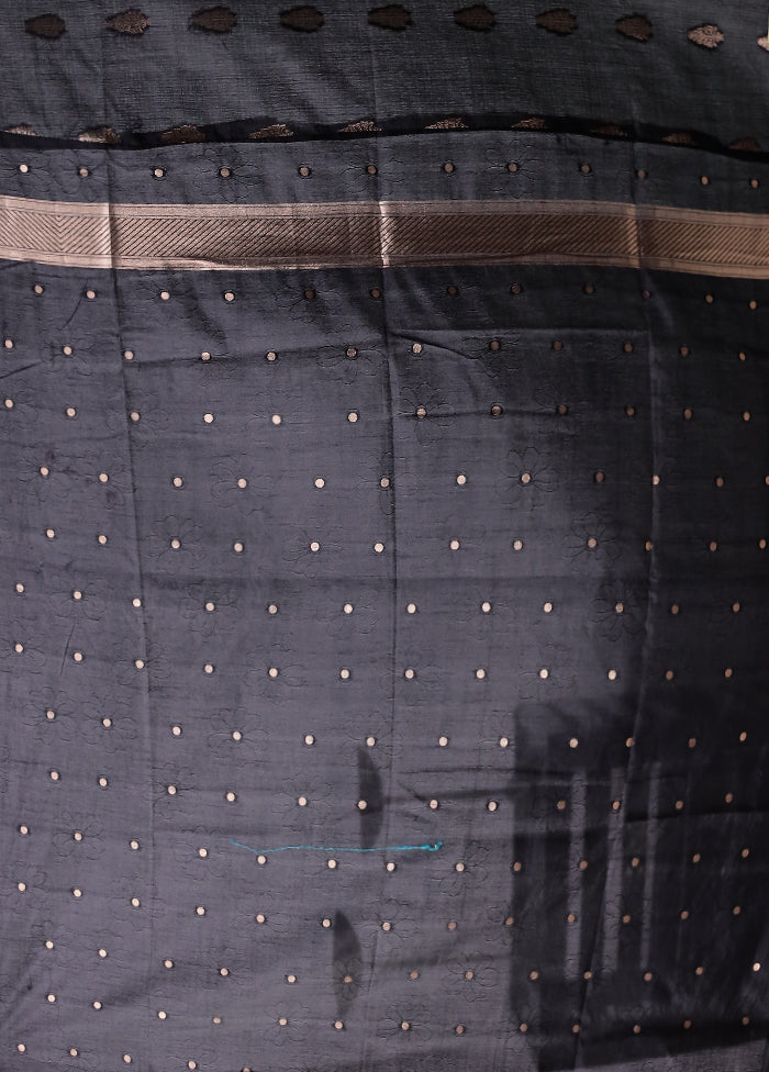 Black Dupion Silk Saree With Blouse Piece