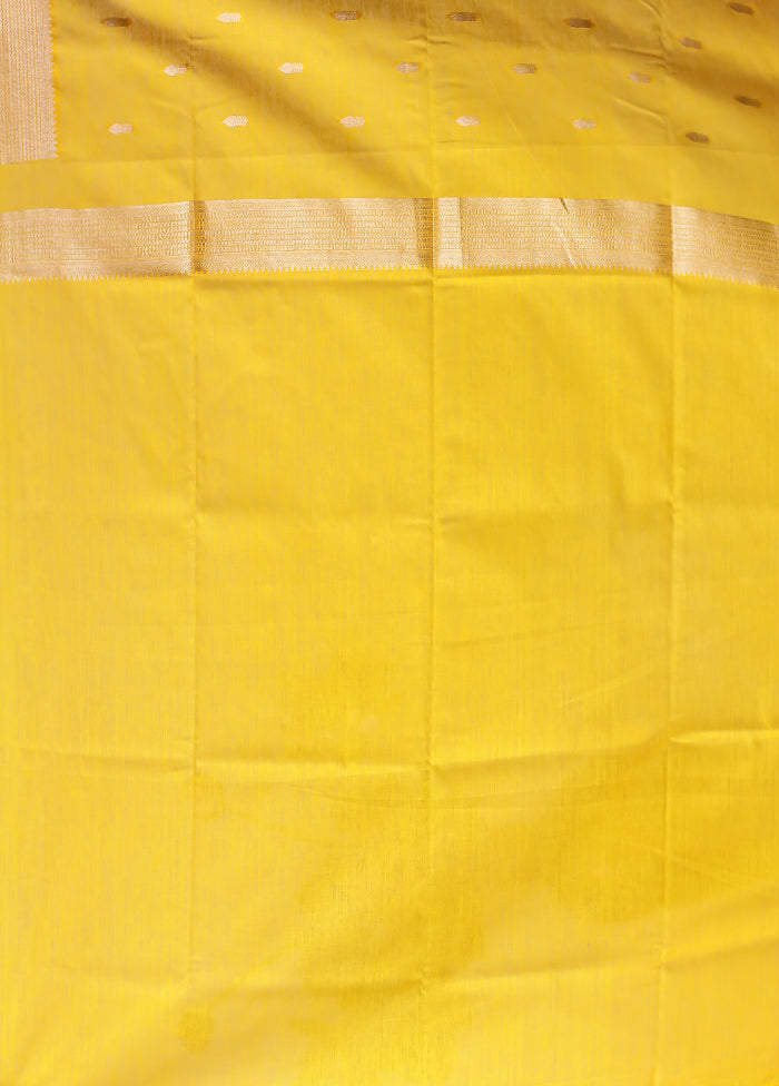 Yellow Dupion Silk Saree With Blouse Piece