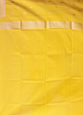 Yellow Dupion Silk Saree With Blouse Piece
