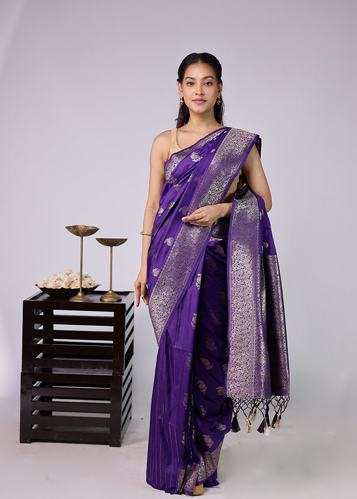 Purple Dupion Silk Saree With Blouse Piece