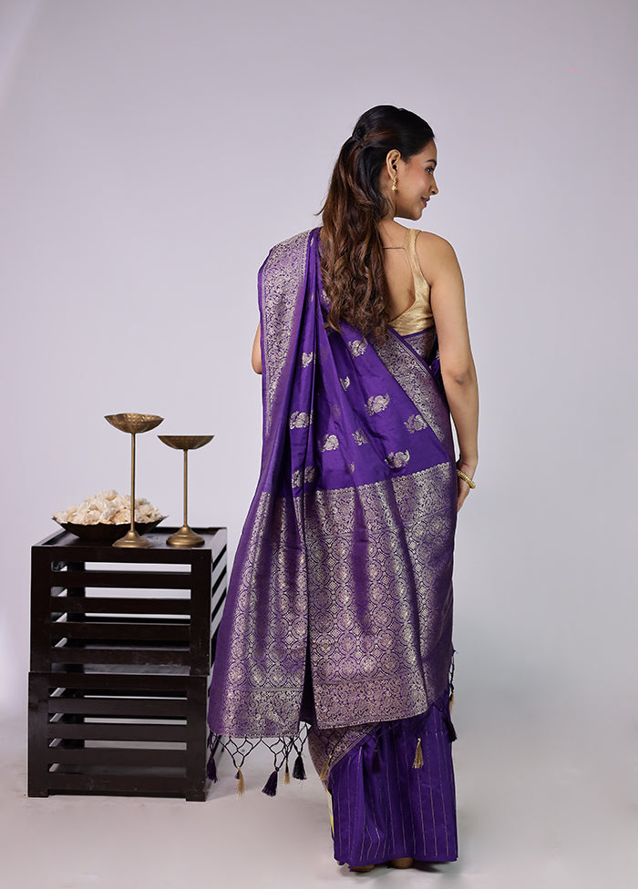 Purple Dupion Silk Saree With Blouse Piece