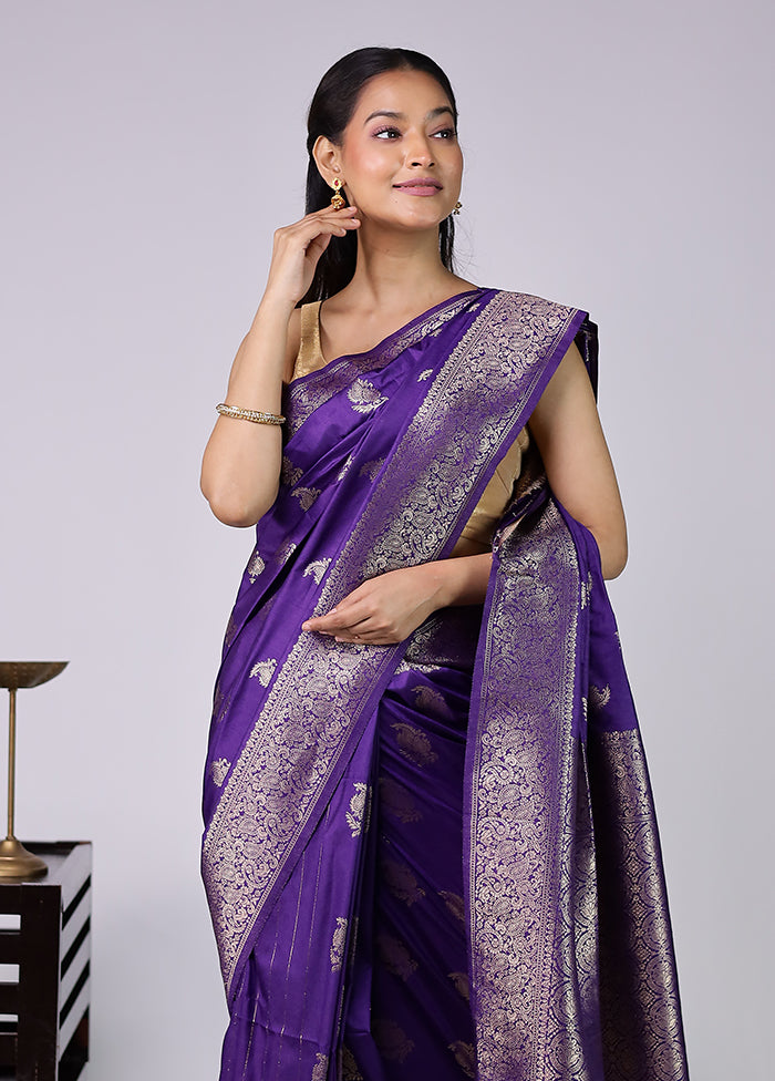 Purple Dupion Silk Saree With Blouse Piece