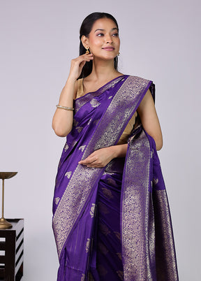 Purple Dupion Silk Saree With Blouse Piece