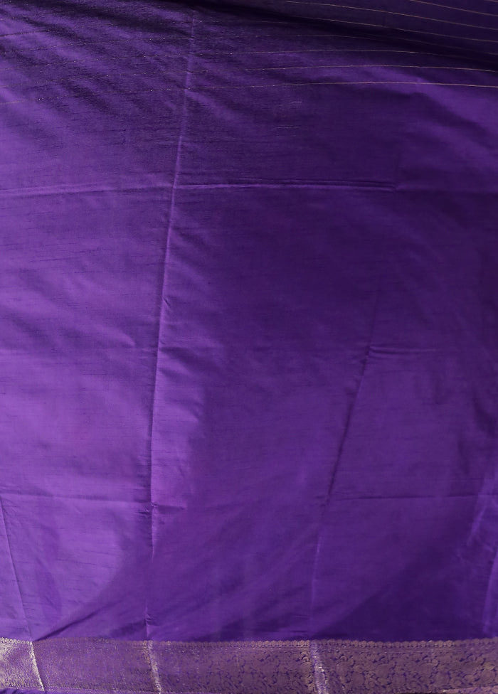 Purple Dupion Silk Saree With Blouse Piece