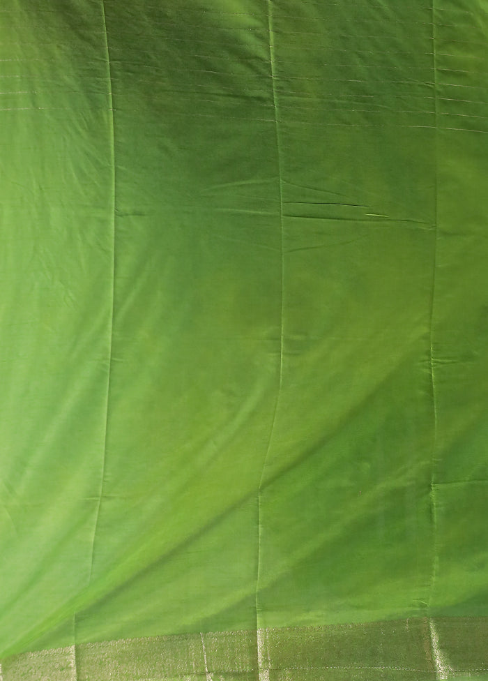 Green Dupion Silk Saree With Blouse Piece