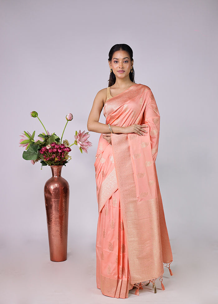 Pink Dupion Silk Saree With Blouse Piece