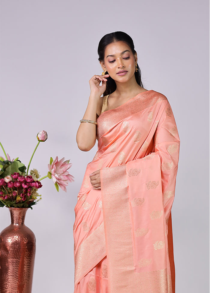 Pink Dupion Silk Saree With Blouse Piece
