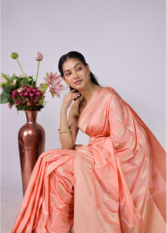 Pink Dupion Silk Saree With Blouse Piece