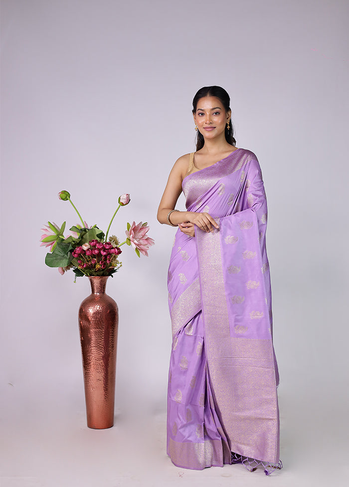 Purple Dupion Silk Saree With Blouse Piece