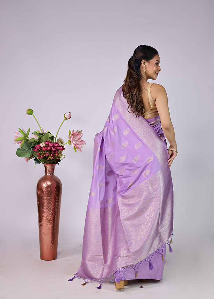 Purple Dupion Silk Saree With Blouse Piece