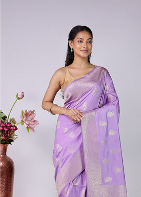 Purple Dupion Silk Saree With Blouse Piece