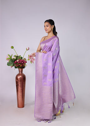 Purple Dupion Silk Saree With Blouse Piece
