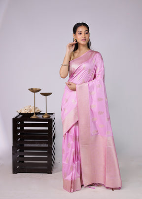 Pink Dupion Silk Saree With Blouse Piece