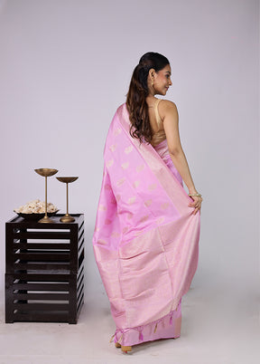 Pink Dupion Silk Saree With Blouse Piece