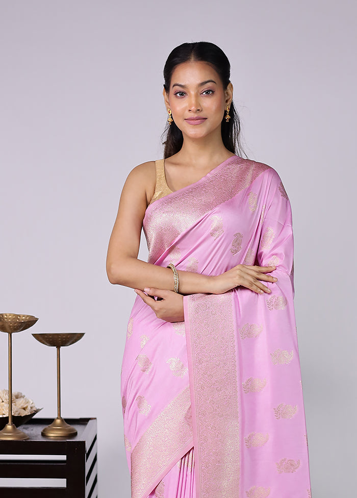 Pink Dupion Silk Saree With Blouse Piece