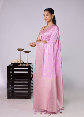 Pink Dupion Silk Saree With Blouse Piece
