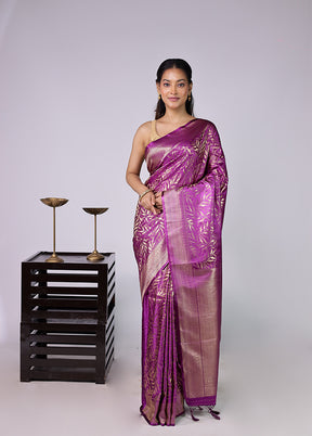 Purple Dupion Silk Saree With Blouse Piece