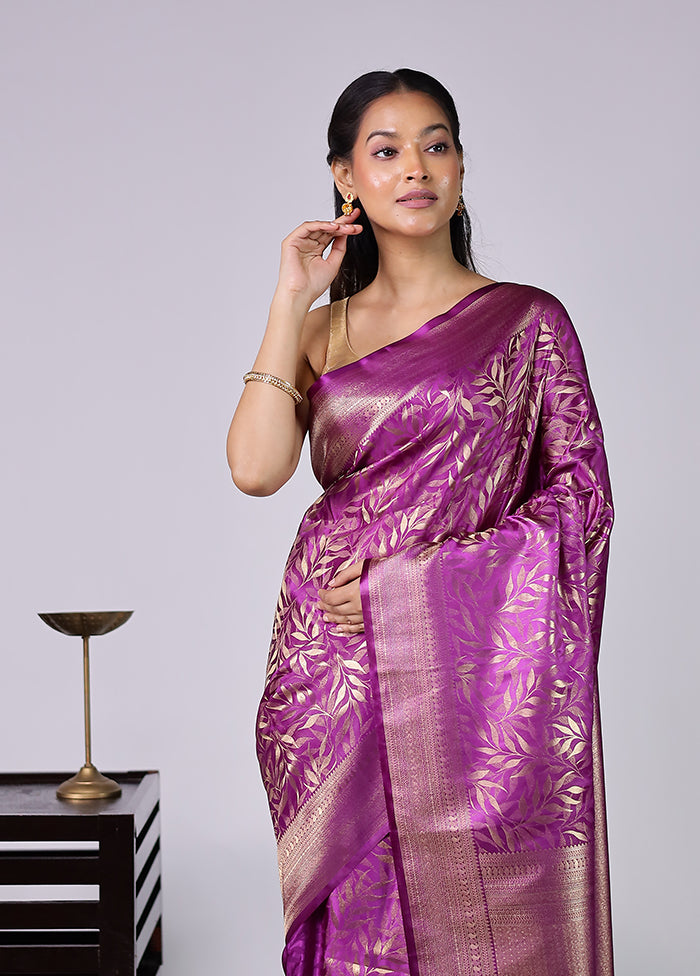 Purple Dupion Silk Saree With Blouse Piece