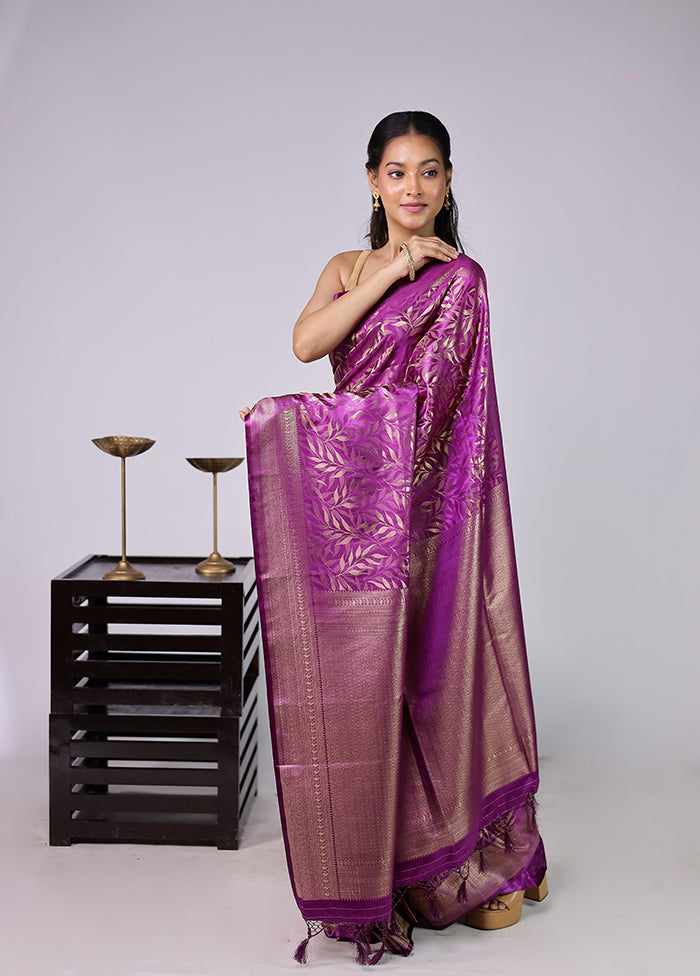 Purple Dupion Silk Saree With Blouse Piece