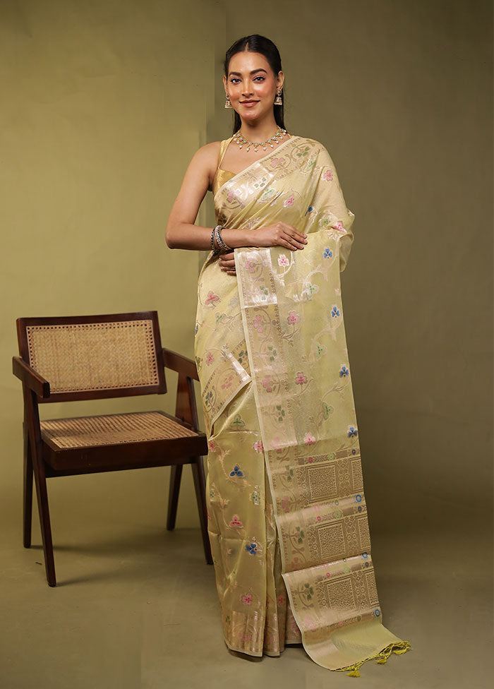 Green Kora Silk Saree With Blouse Piece
