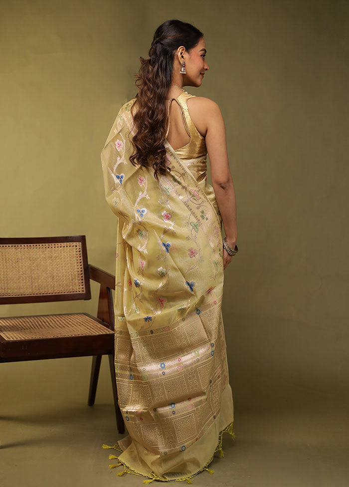 Green Kora Silk Saree With Blouse Piece