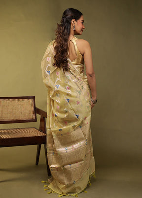 Green Kora Silk Saree With Blouse Piece