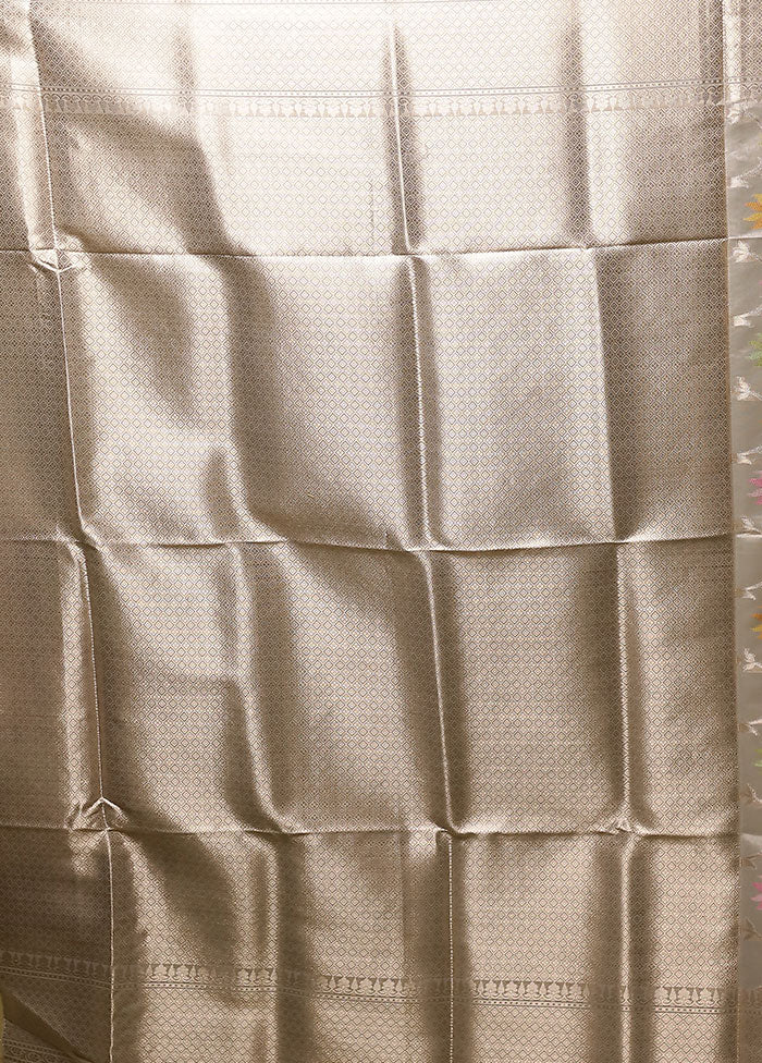 Cream Kora Silk Saree With Blouse Piece