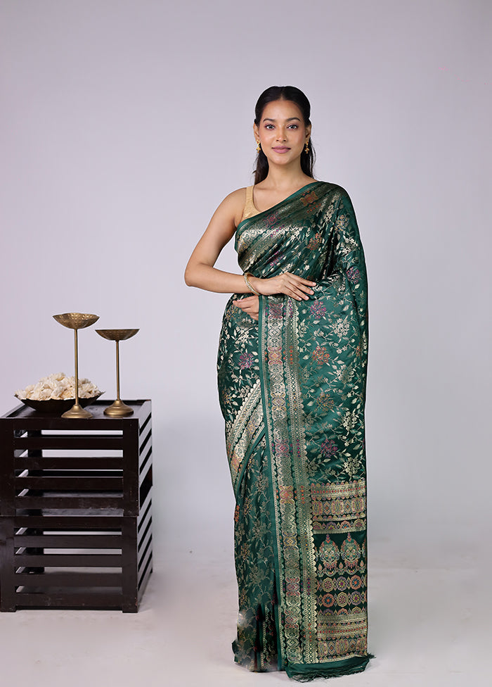 Green Dupion Silk Saree With Blouse Piece