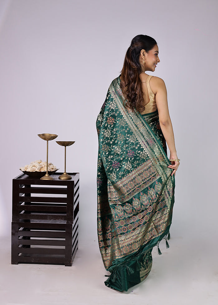 Green Dupion Silk Saree With Blouse Piece