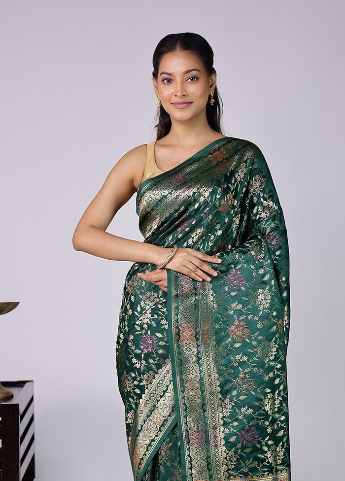 Green Dupion Silk Saree With Blouse Piece