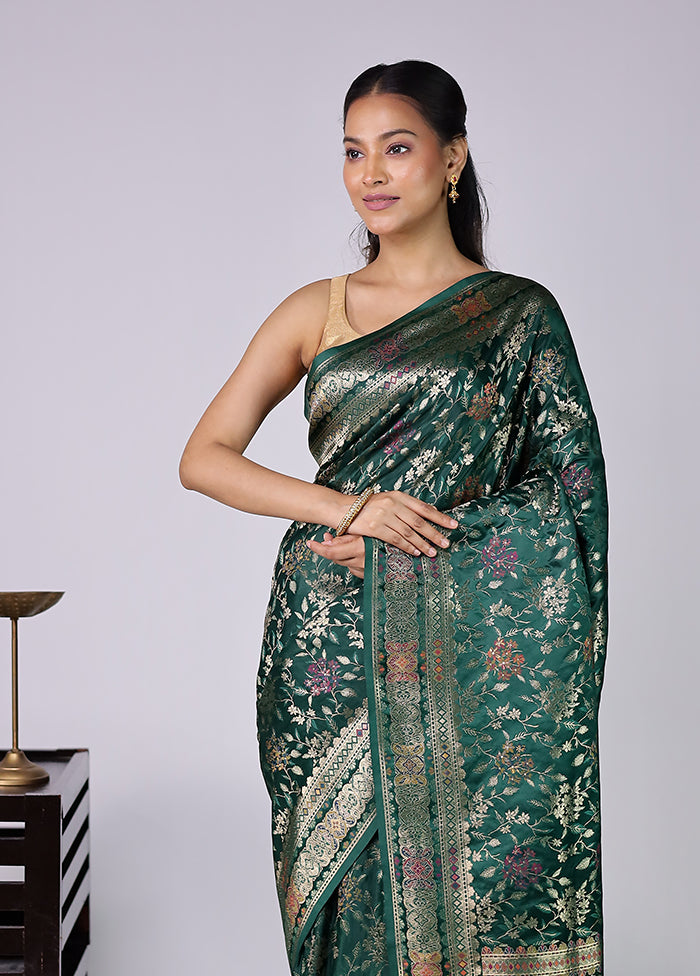 Green Dupion Silk Saree With Blouse Piece